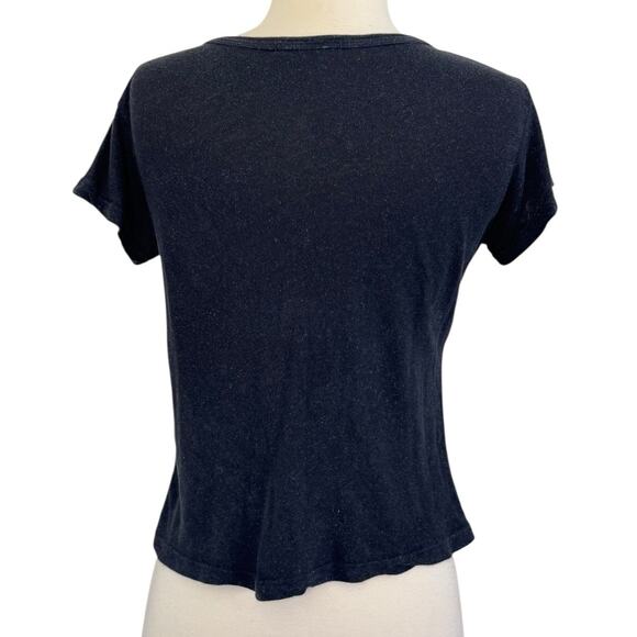 SAINT LAURENT Brandy Melville Graphic Letter Printed Super Soft Black T Shirt OS - Picture 5 of 7